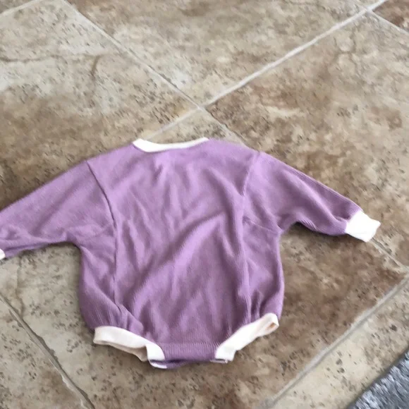 Purple Baby Onesie with White Trim - Picture 4 of 8